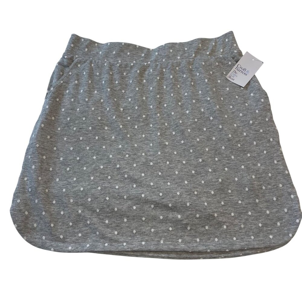 Croft & Barrow Womens Gray Polka Dot Extra Soft Skort - Easy Care & Comfort